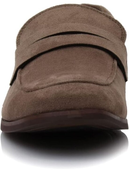 ?Men\'s Cognac Faux Suede Slip-on Moc Toe Classic Non Slip Penny Loafers